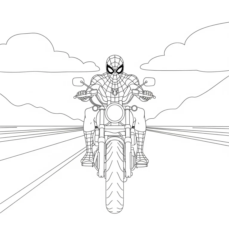 Spiderman Motorcycle Coloring Pages