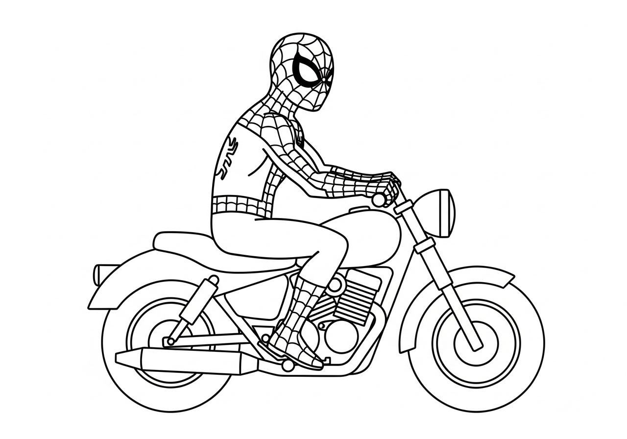 coloriage Spiderman Moto update a colorier en ligne