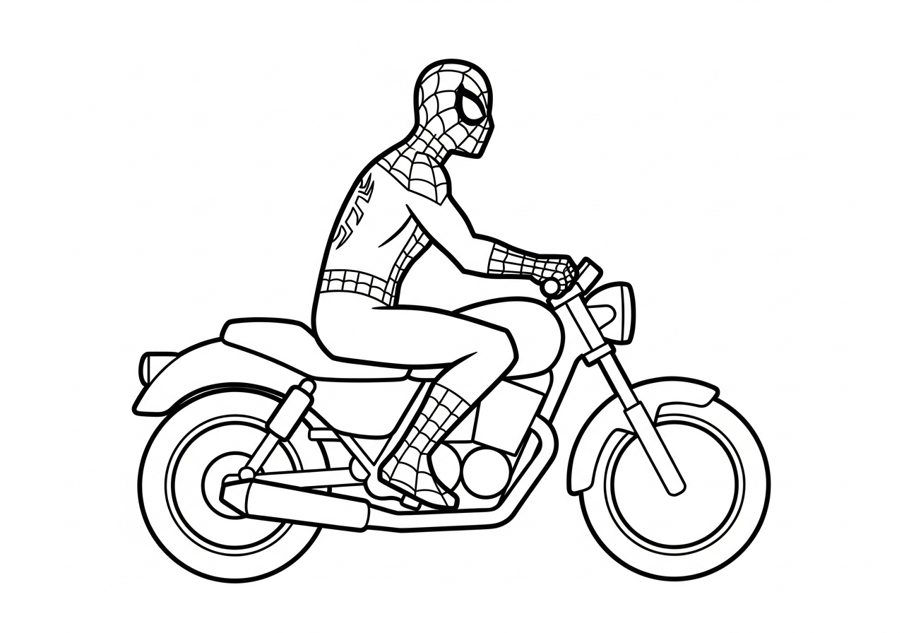 coloriage Spiderman Moto update à imprimer pour enfant de 2 ans