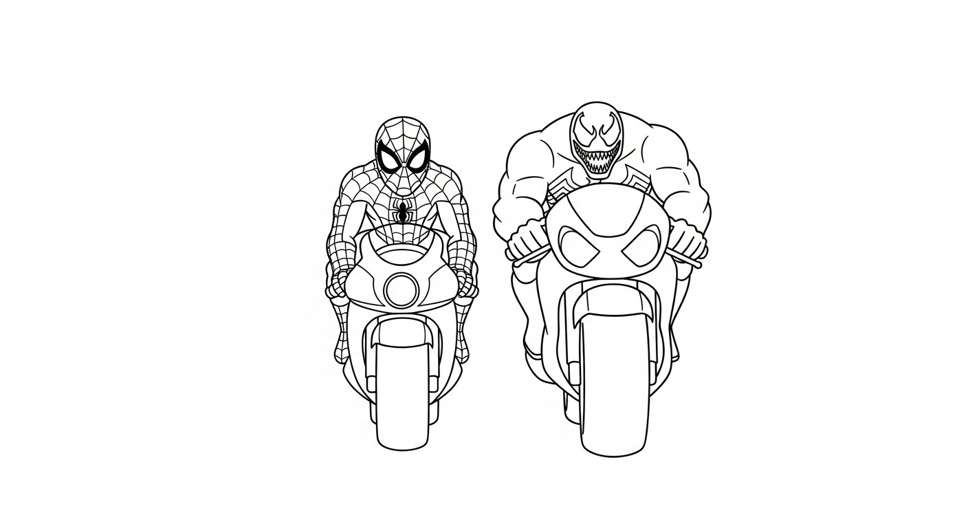 coloriage Spiderman Moto update à imprimer pour enfant de 4 ans