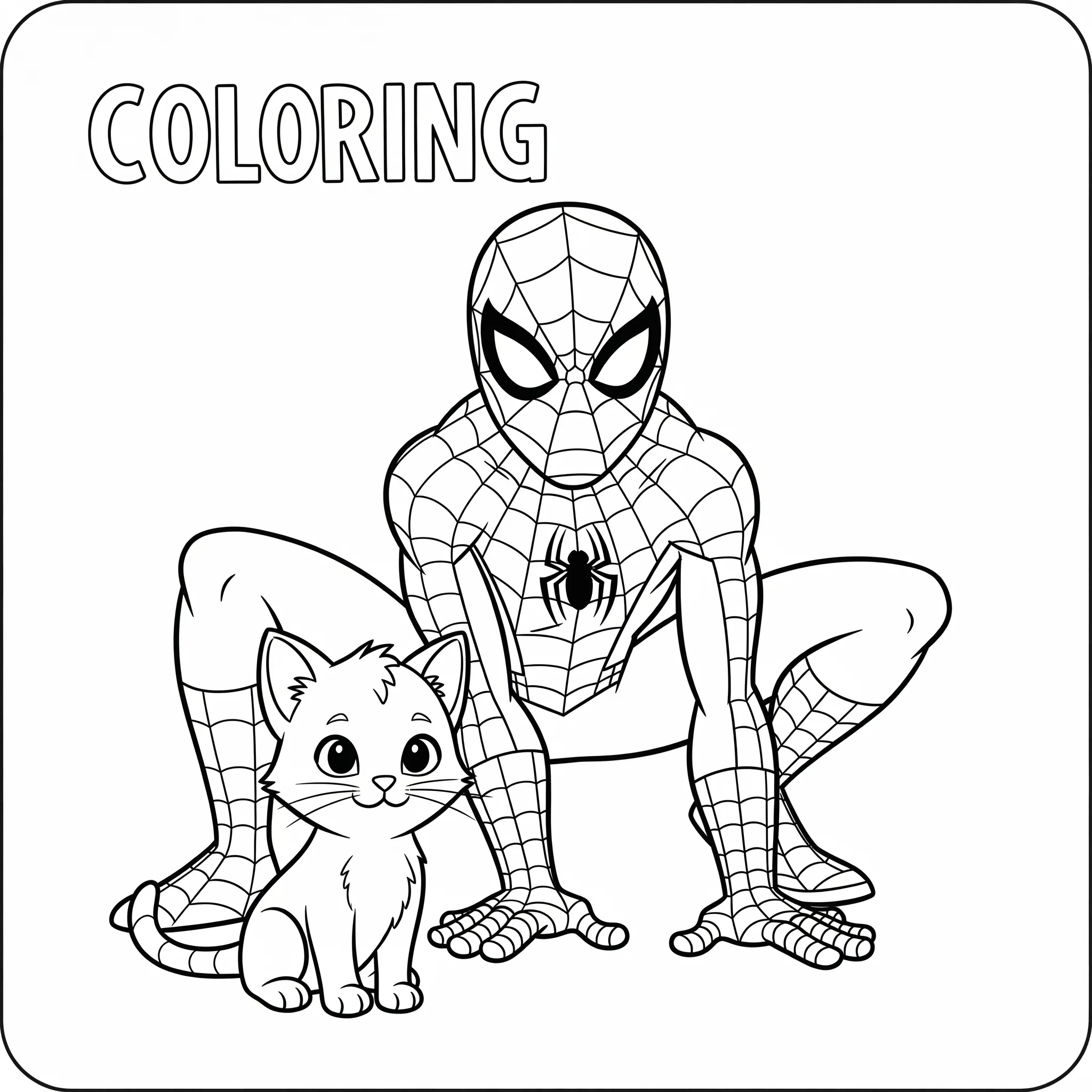 coloriage Spidey et son chaton pour enfant de à imprimer