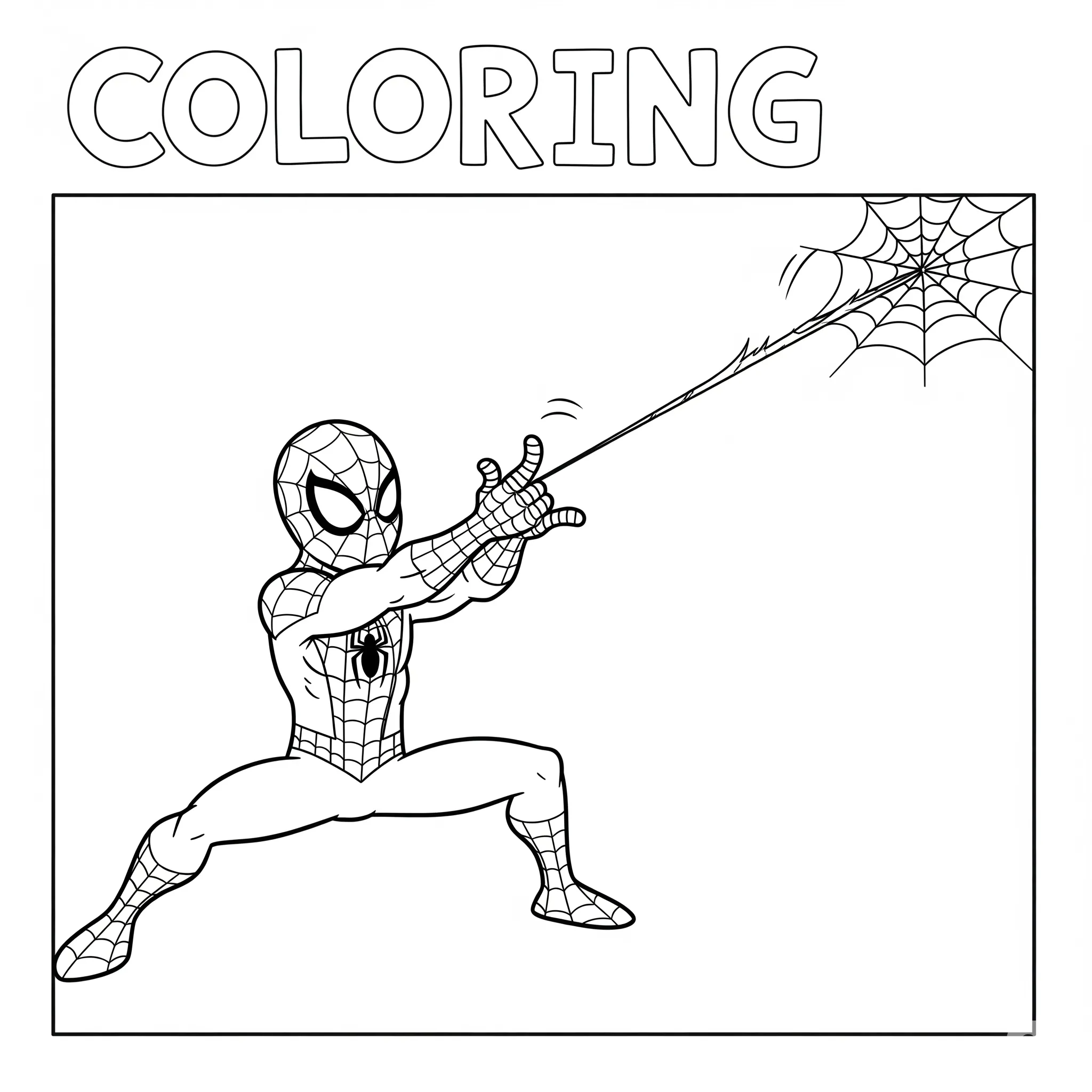 coloriage Spidey lance une toile d’araignée d'enfant a imprimer