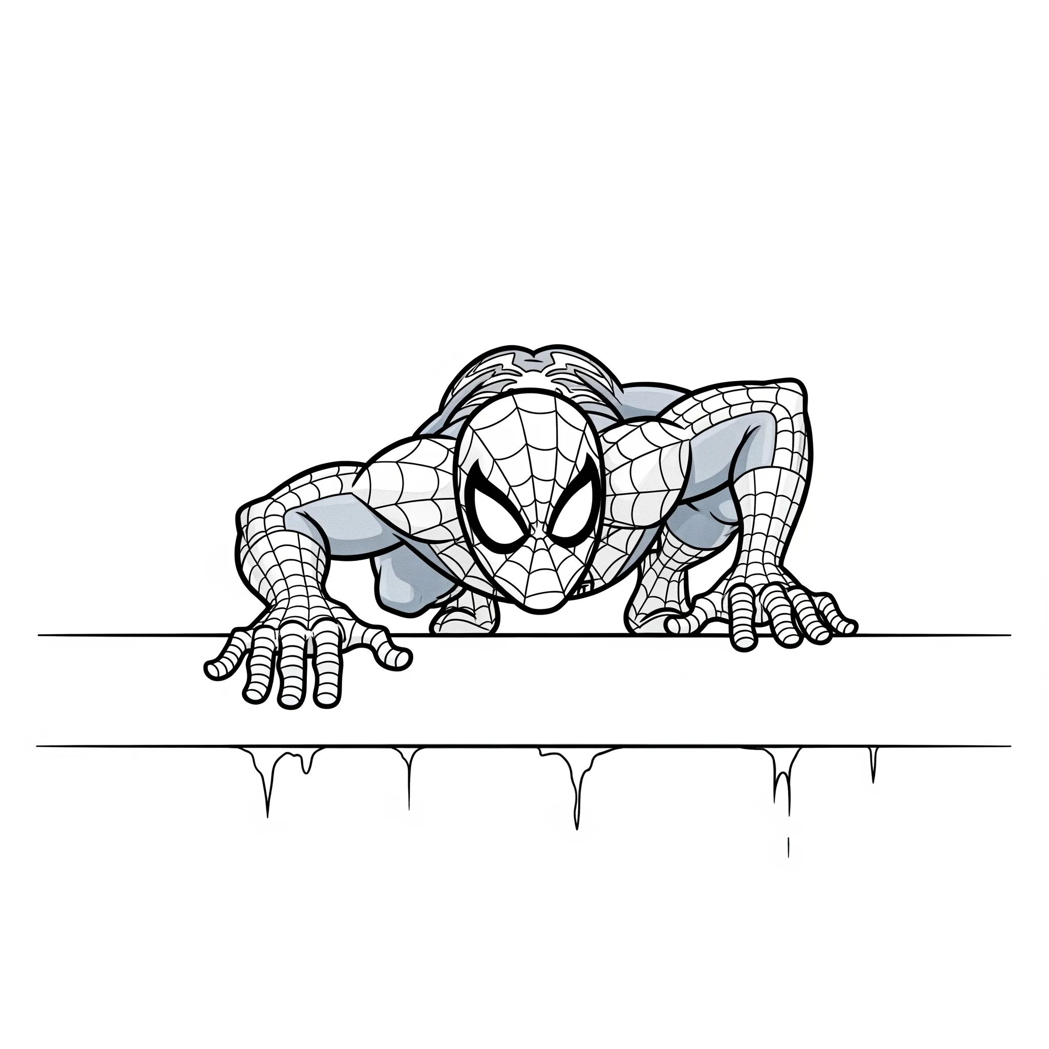 coloriage Spidey qui rampe sur un mur et apprentissage