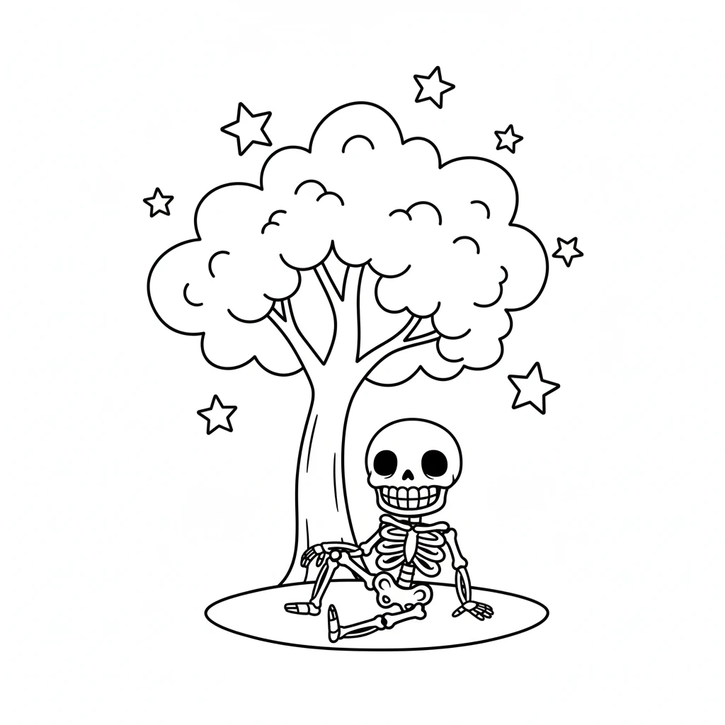 coloriage Squelette à imprimer pour enfant de 4 ans