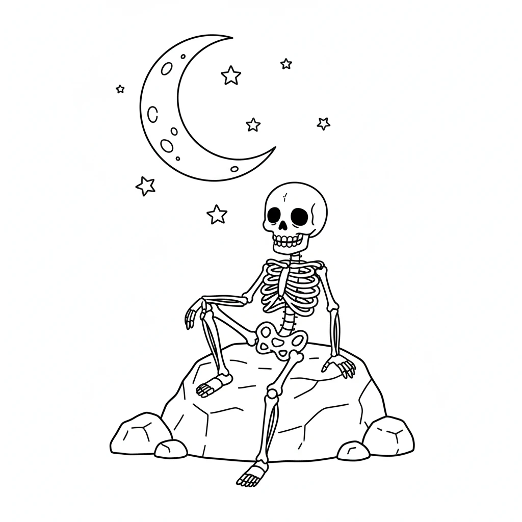 coloriage Squelette educatif pour enfant