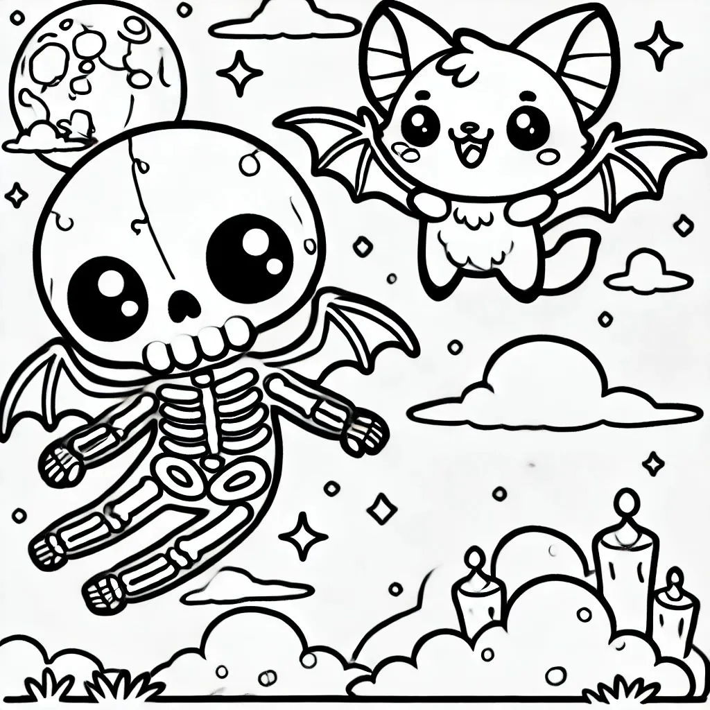 imprimer coloriage Squelette gratuit 1