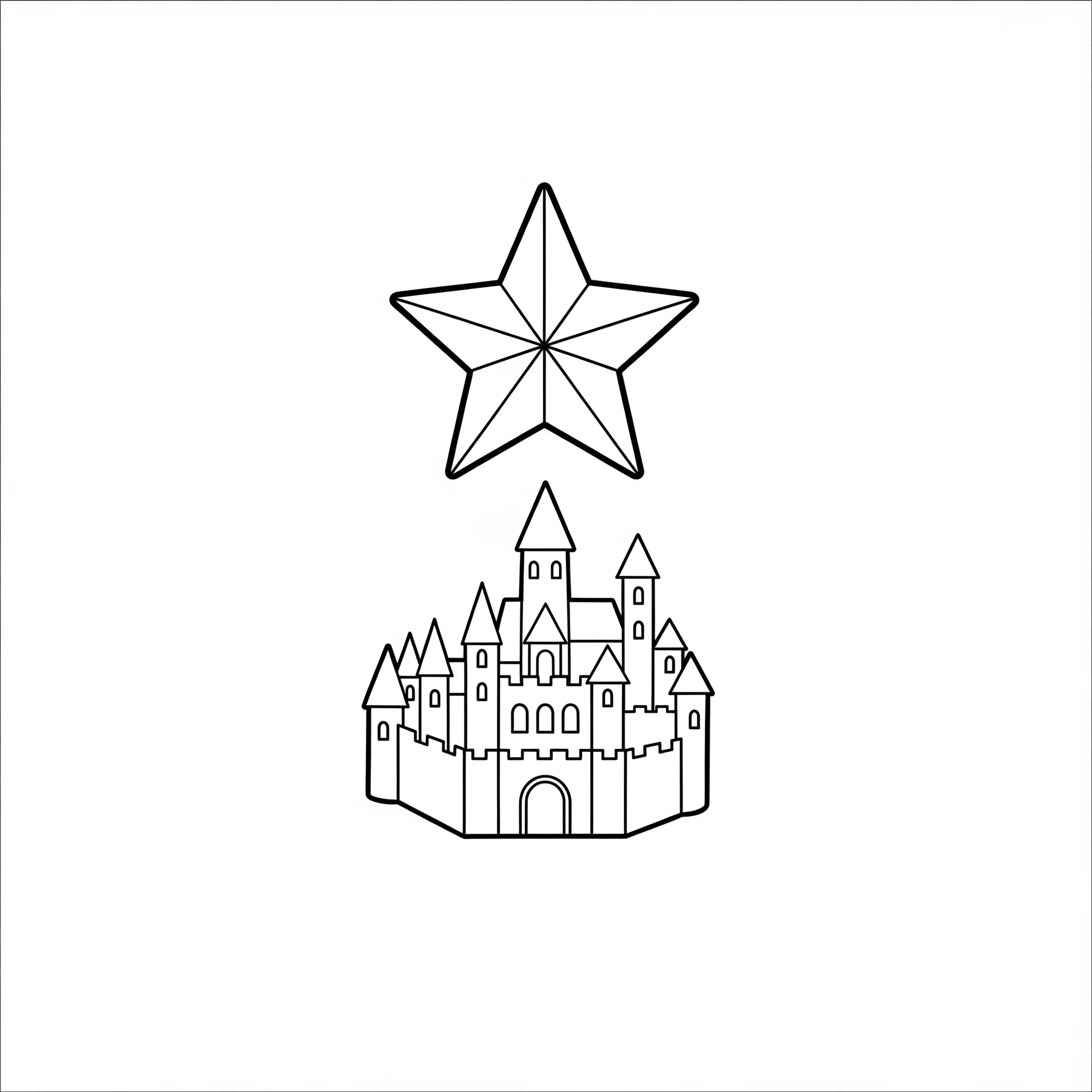 coloriage Star au dessus du château de Rosas pour enfant de 2 ans