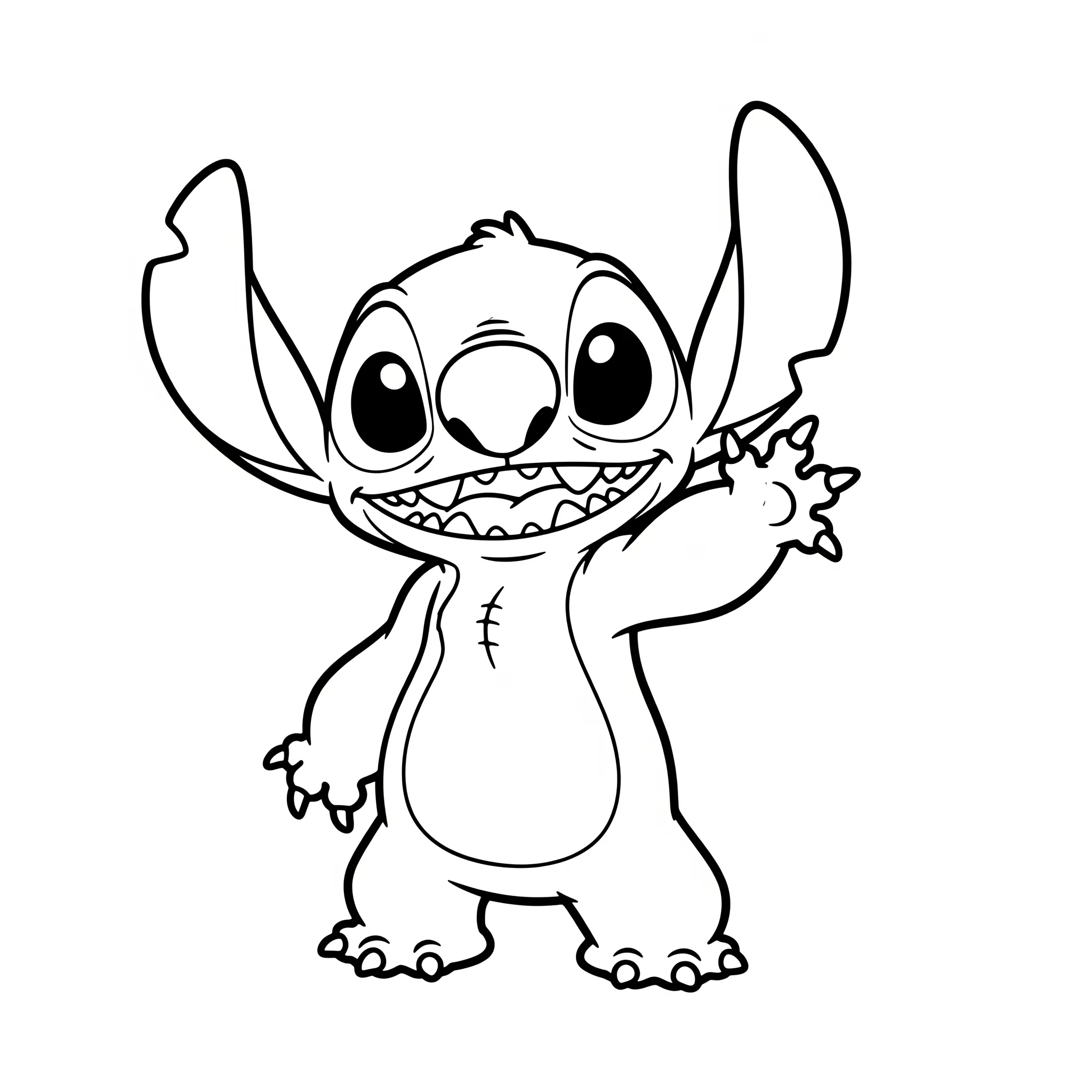 coloriage Stitch faisant un signe de la main à imprimer pour enfant de 12 ans