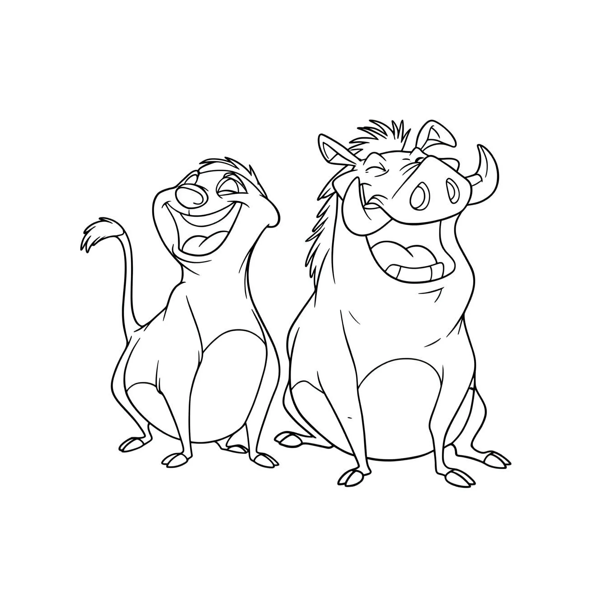 coloriage Timon et Pumbaa qui rigolent et dessin a imprimer