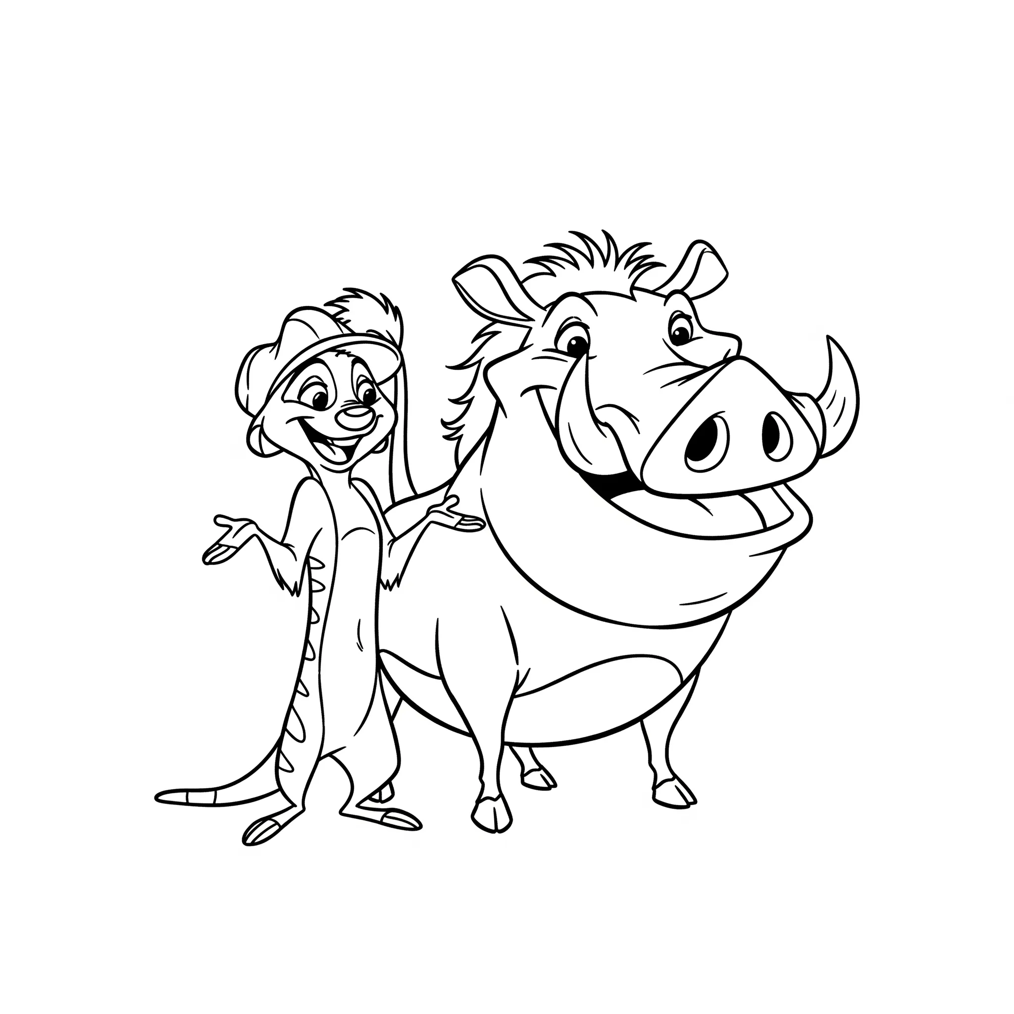 coloriage Timon et Pumbaa et decoupage