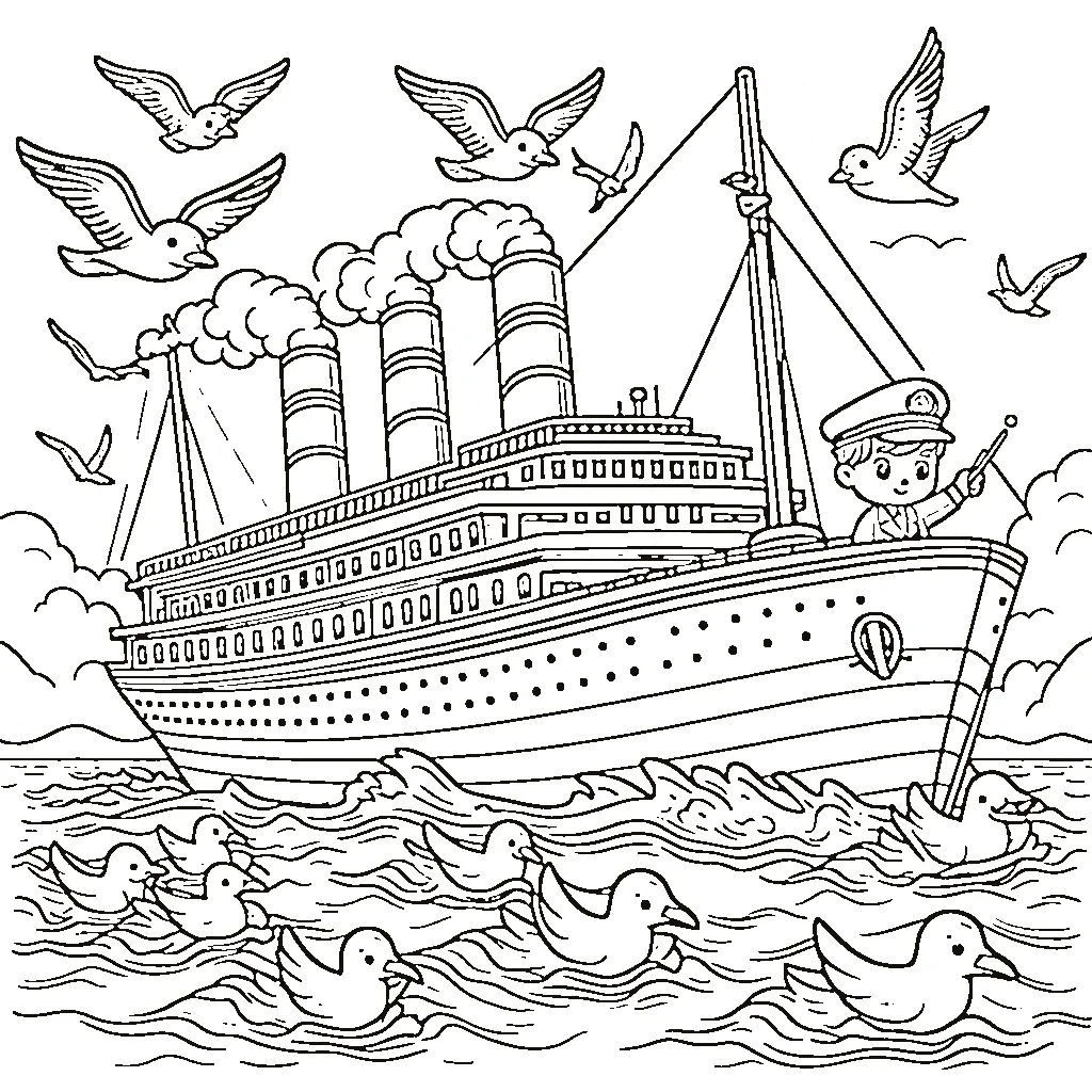 coloriage Titanic pour enfant de 2 ans