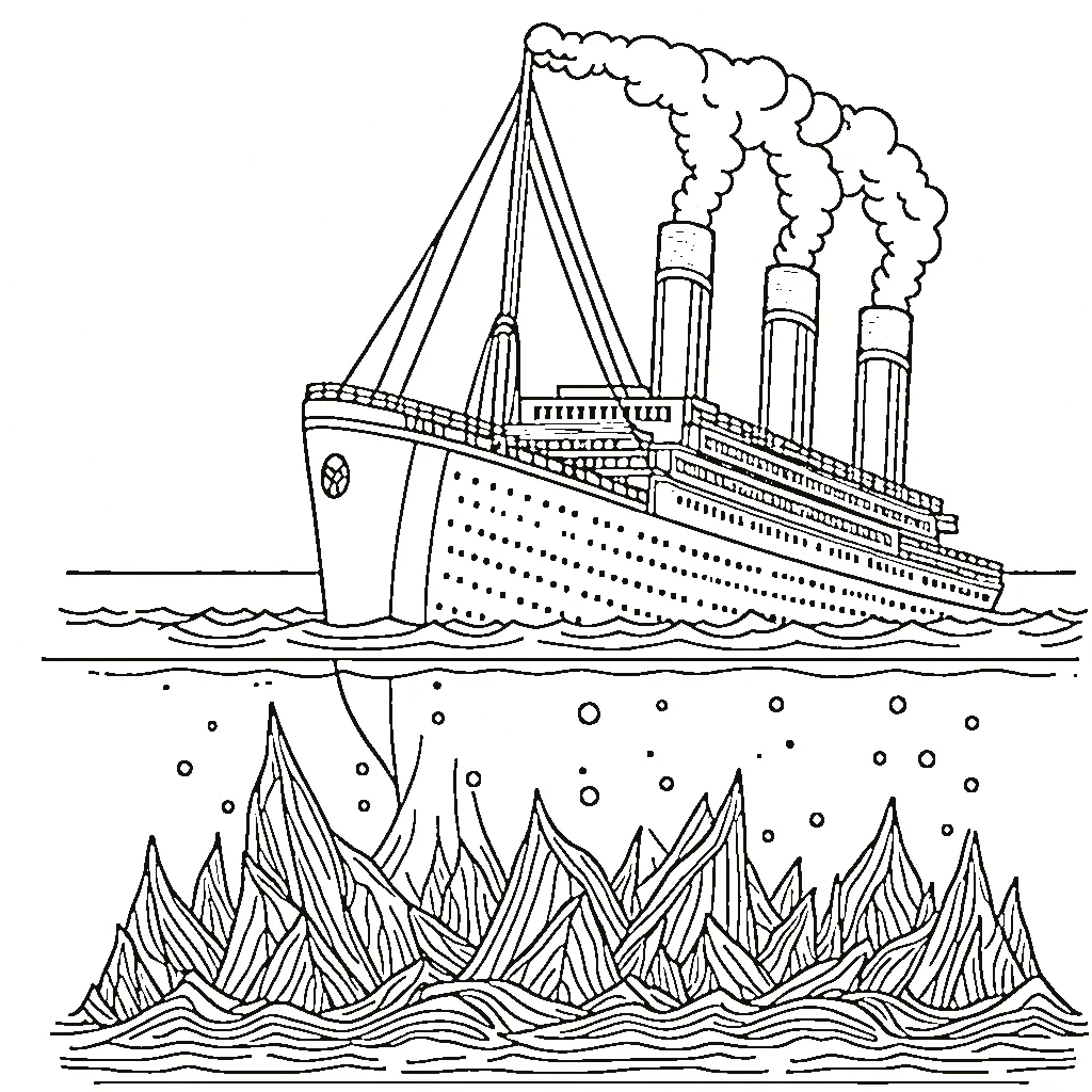 coloriage Titanic à imprimer pour enfant de 9 ans