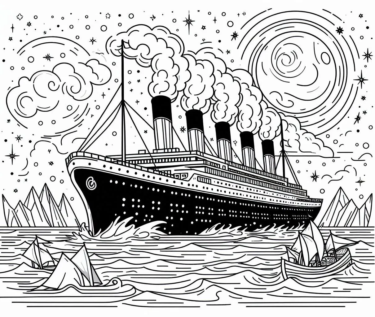 coloriage Titanic à imprimer pour enfant de 7 ans 1