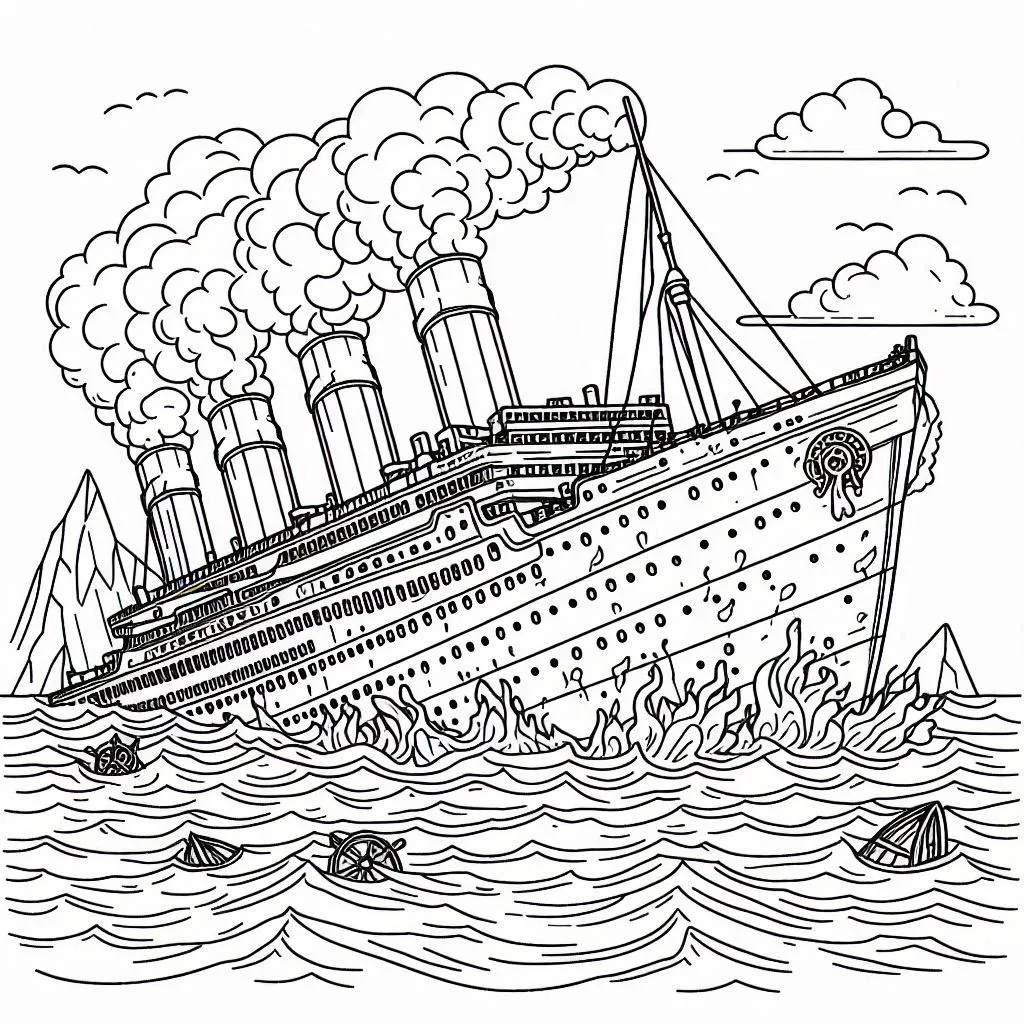 coloriage Titanic à imprimer pour enfant de 7 ans