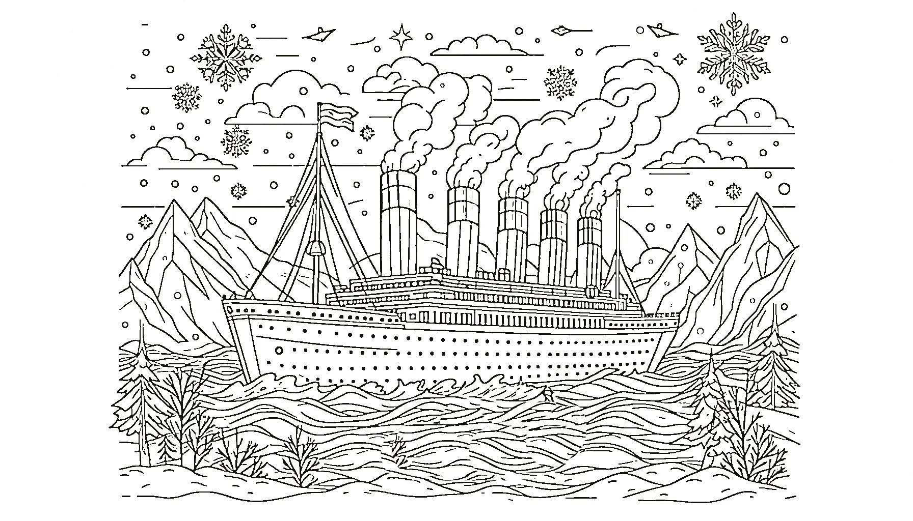 coloriage Titanic à imprimer gratuitement