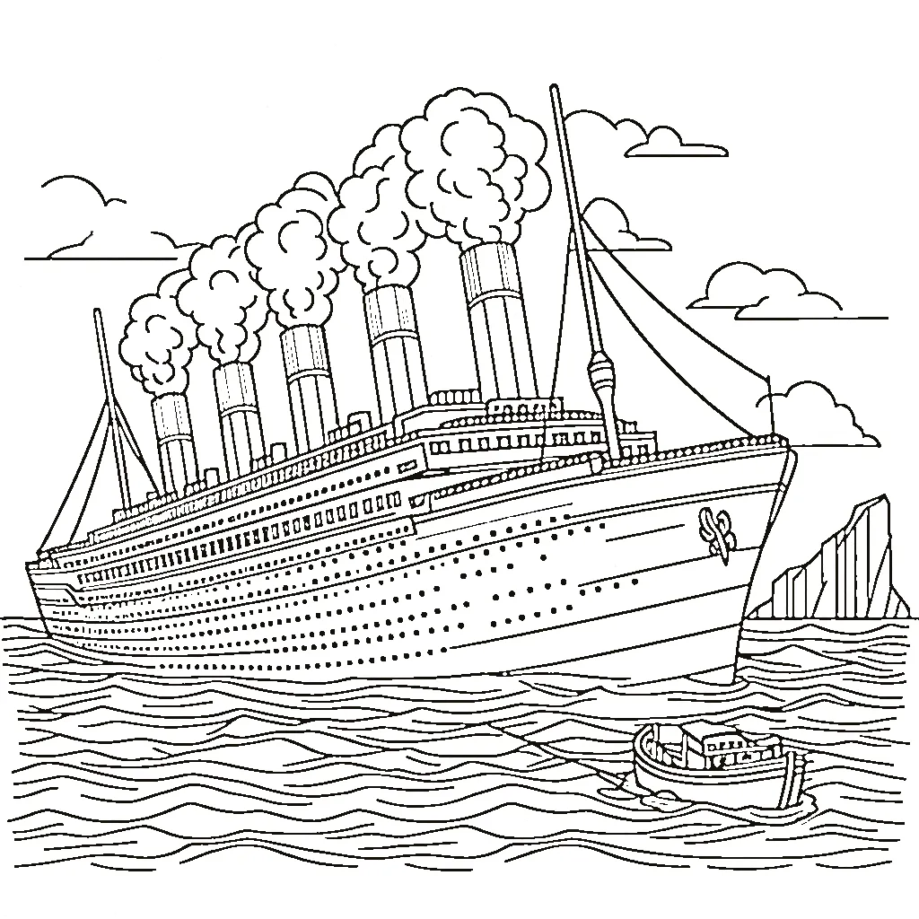 coloriage Titanic à imprimer