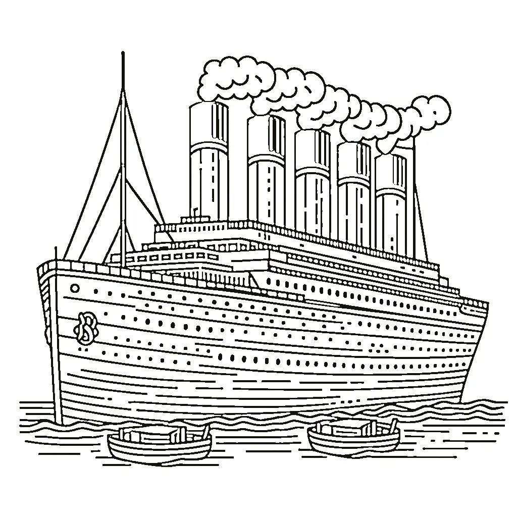 coloriage Titanic à imprimer kawaii