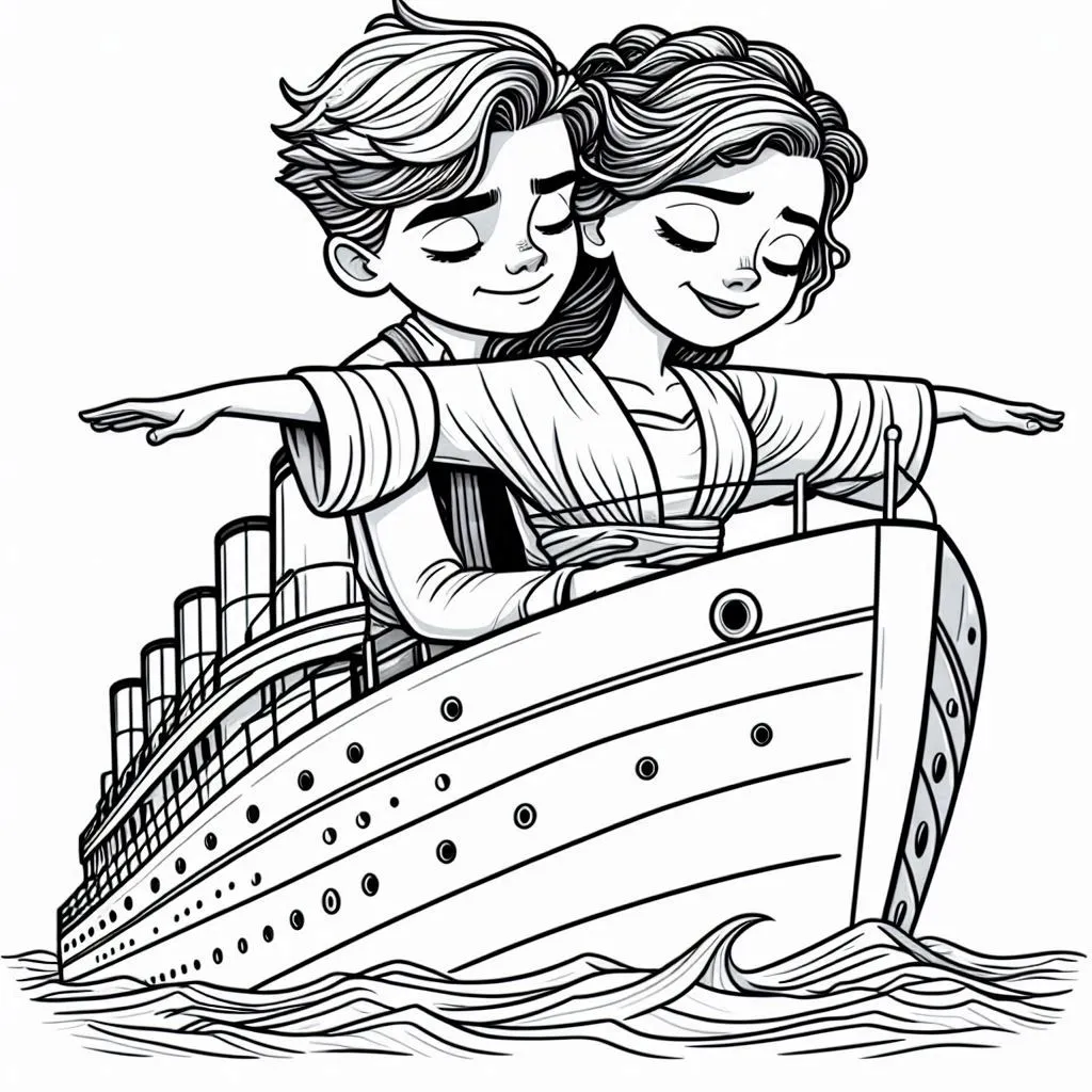 coloriage Titanic pour enfant de 6 ans