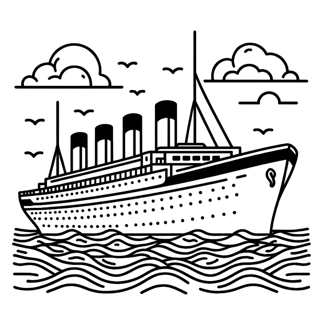 coloriage Titanic de pour enfants