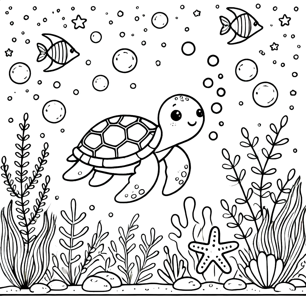 coloriage Tortue pour enfant de 4 ans