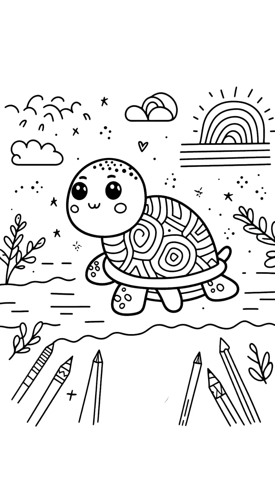 coloriage Tortue à imprimer pour enfant de 6 ans