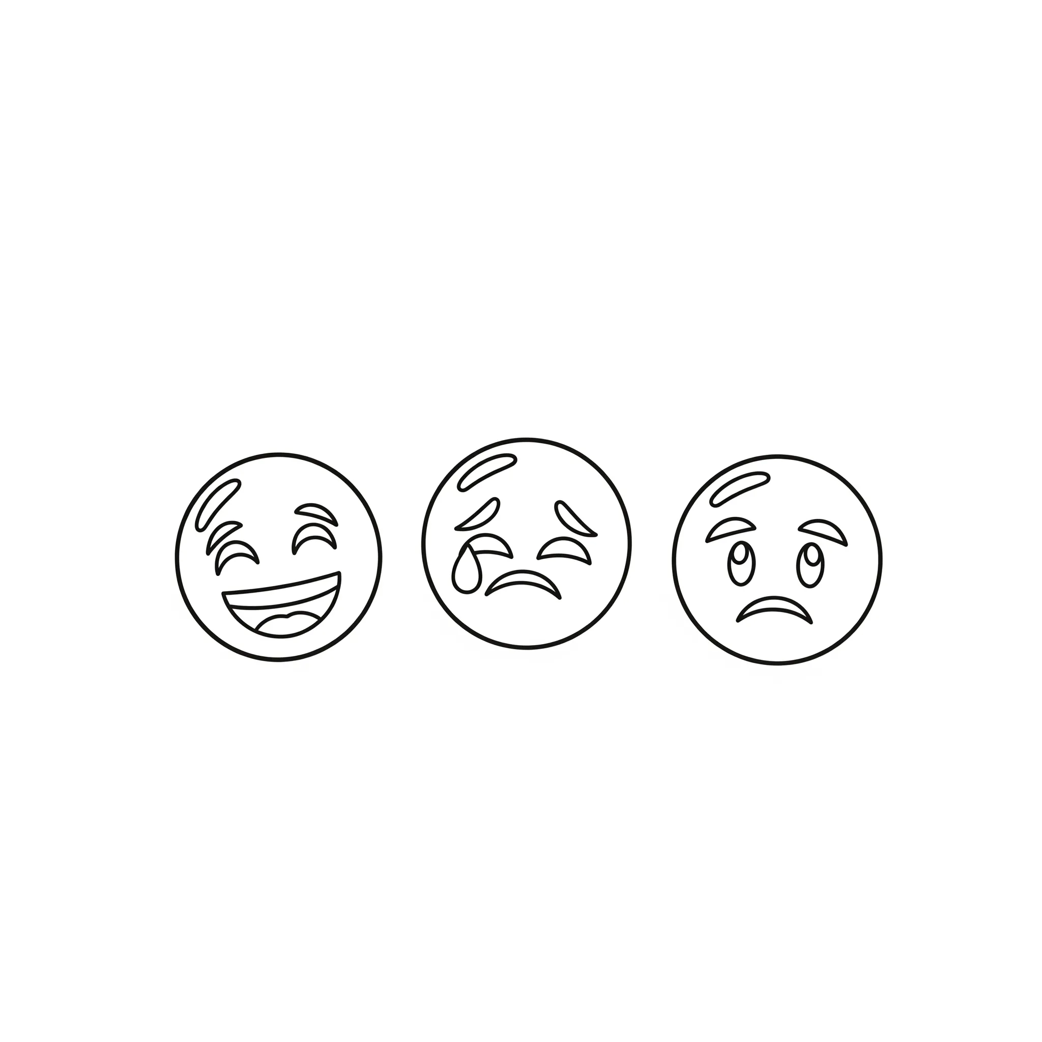 Tre små emojis målarbild och teckning att skriva ut