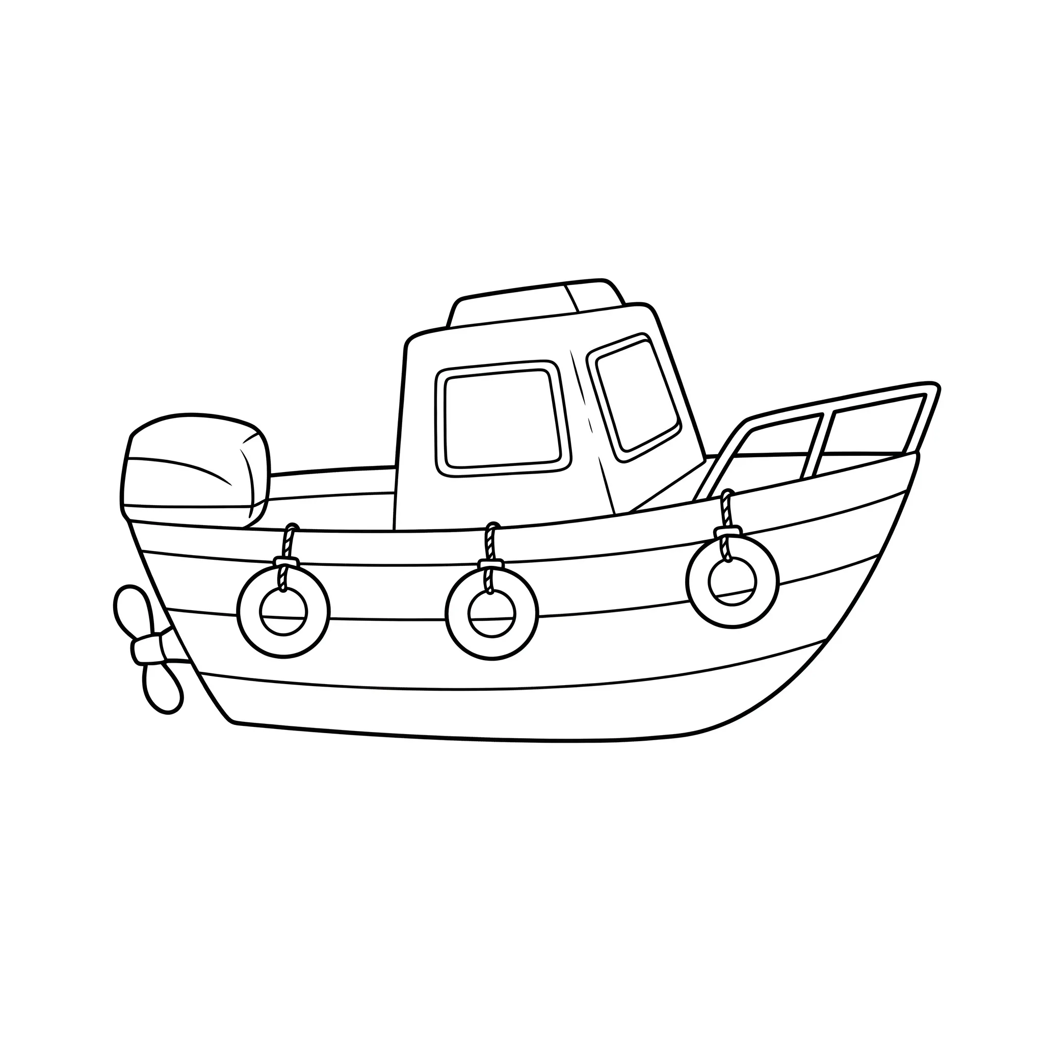 coloriage Un Petit Bateau à Moteur et apprentissage