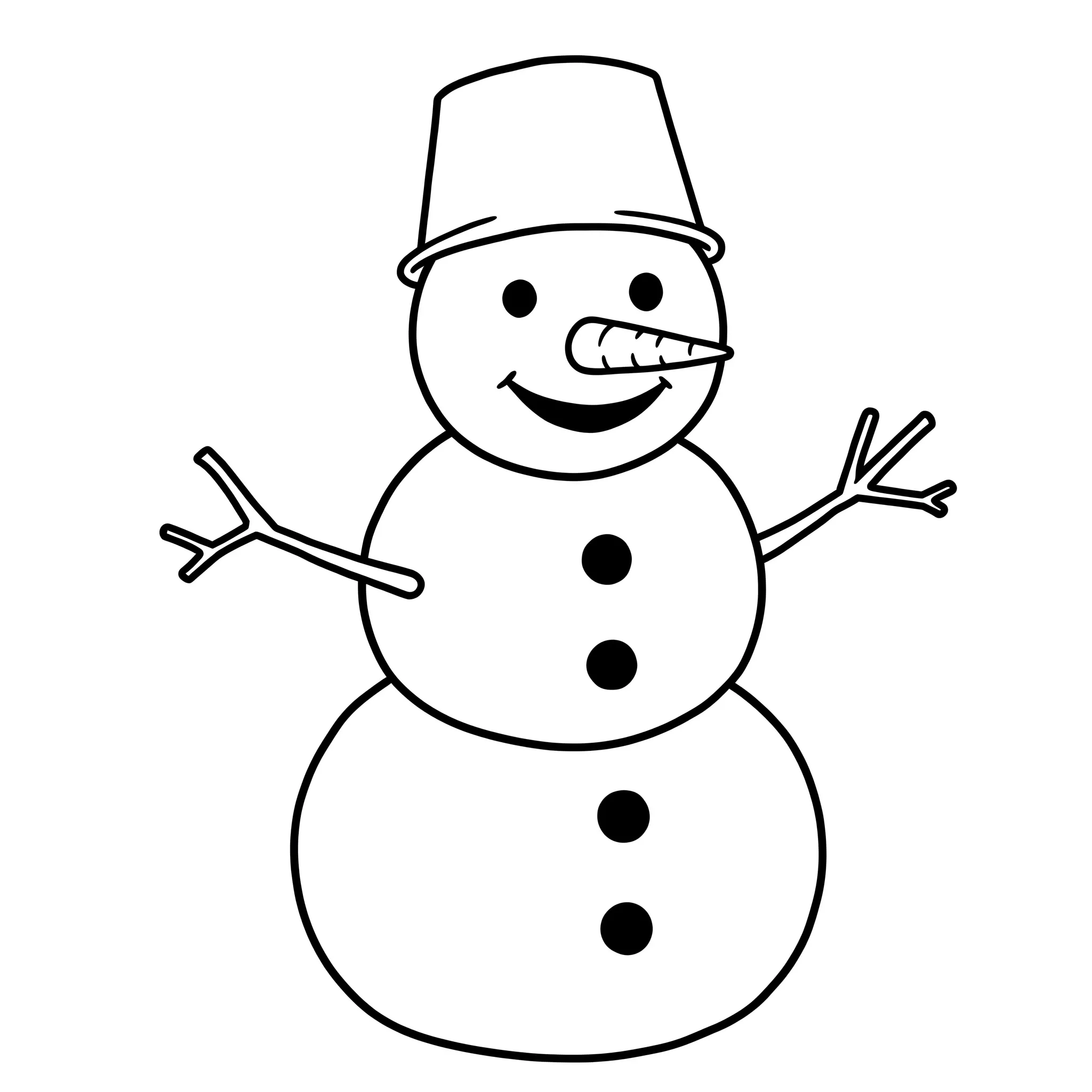 coloriage Un bonhomme de neige souriant à imprimer kawaii