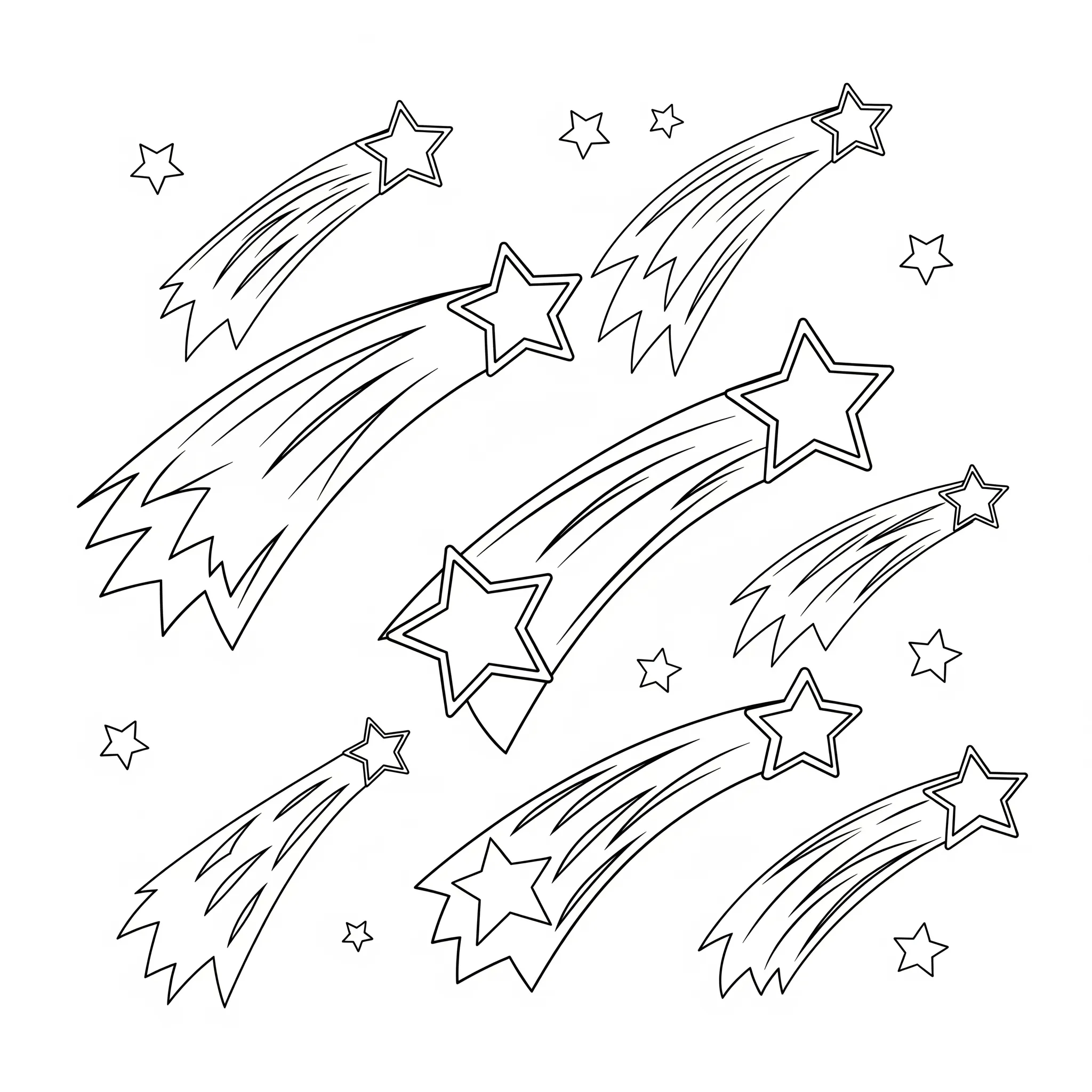 coloriage Un groupe d’étoiles filantes pour enfant de 10 ans
