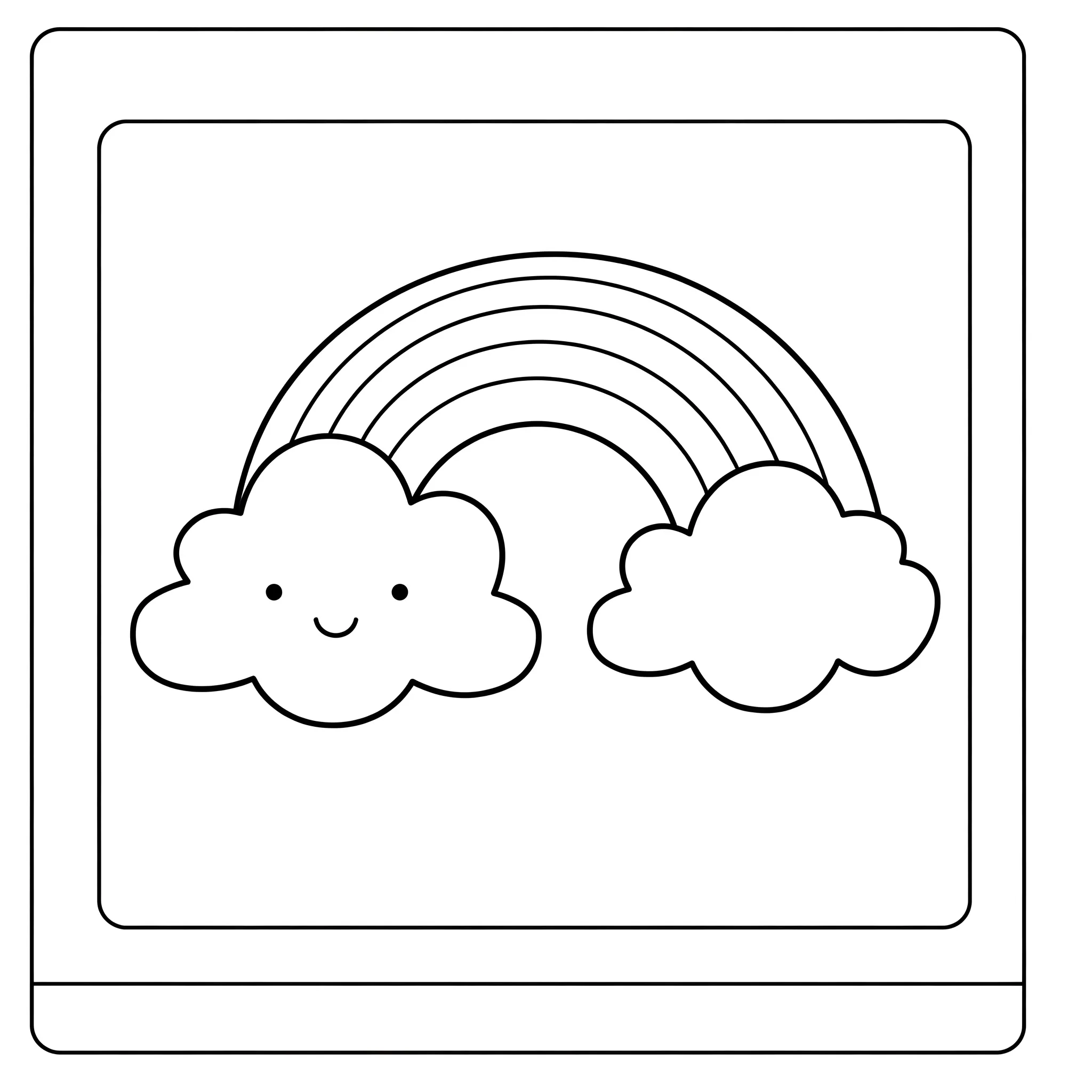 coloriage Un nuage et un arc en ciel à imprimer kawaii