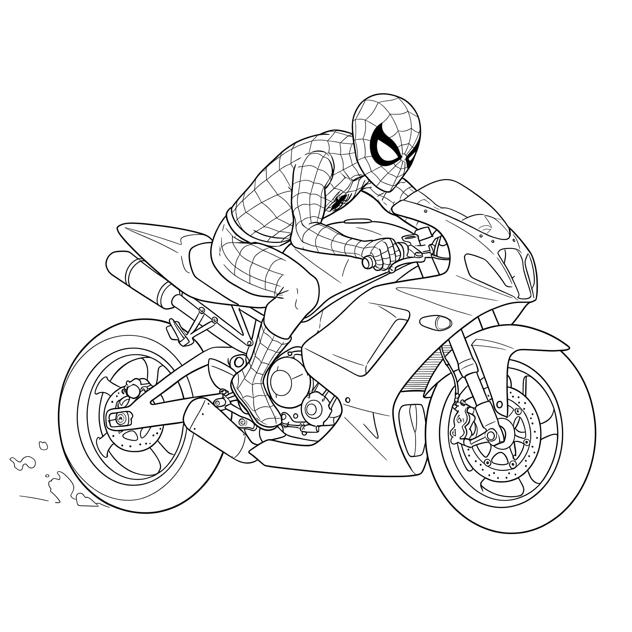 coloriage Une course de motos Spiderman a telecharger