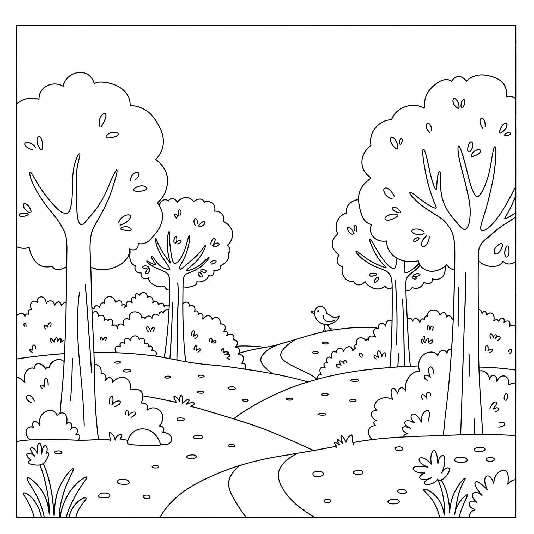 coloriage Une forêt enchantée pour enfant de 3 ans