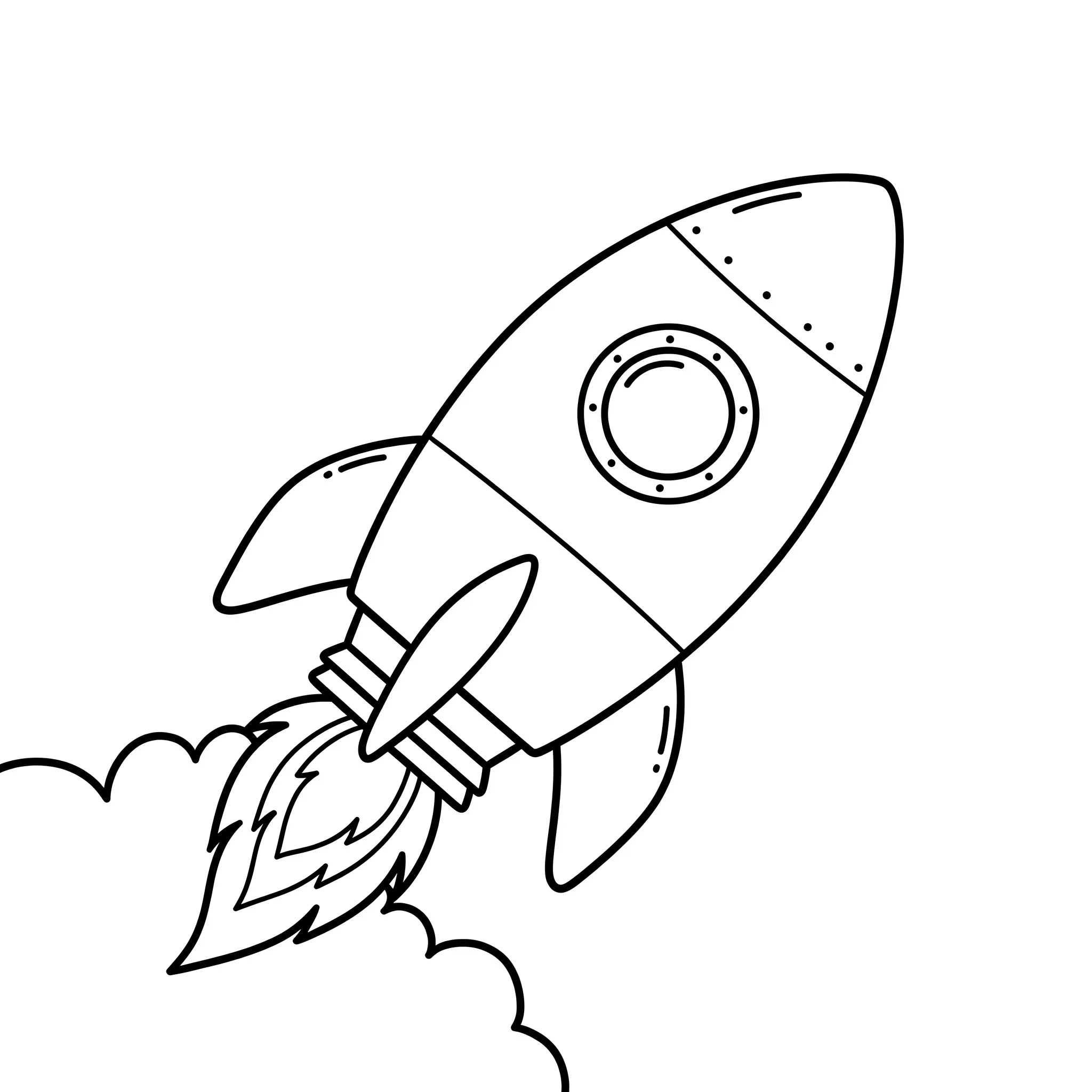 coloriage Une fusée qui décolle à imprimer pour enfant de 4 ans