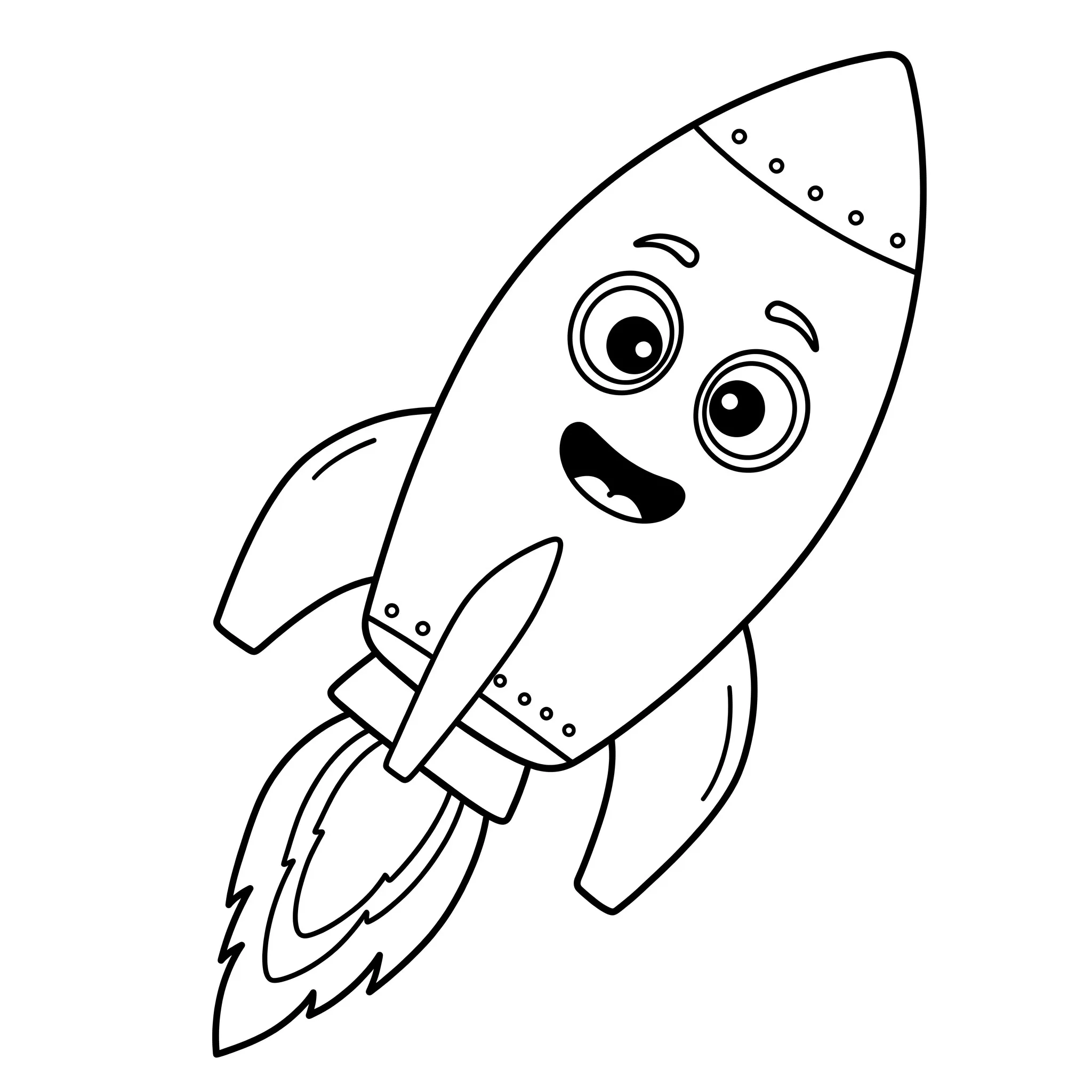 coloriage Une fusée rigolote a imprimer pour enfant de 4 ans