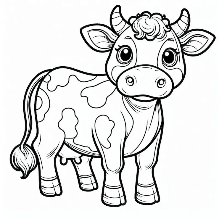 coloriage Vache à imprimer pour enfant de 9 ans