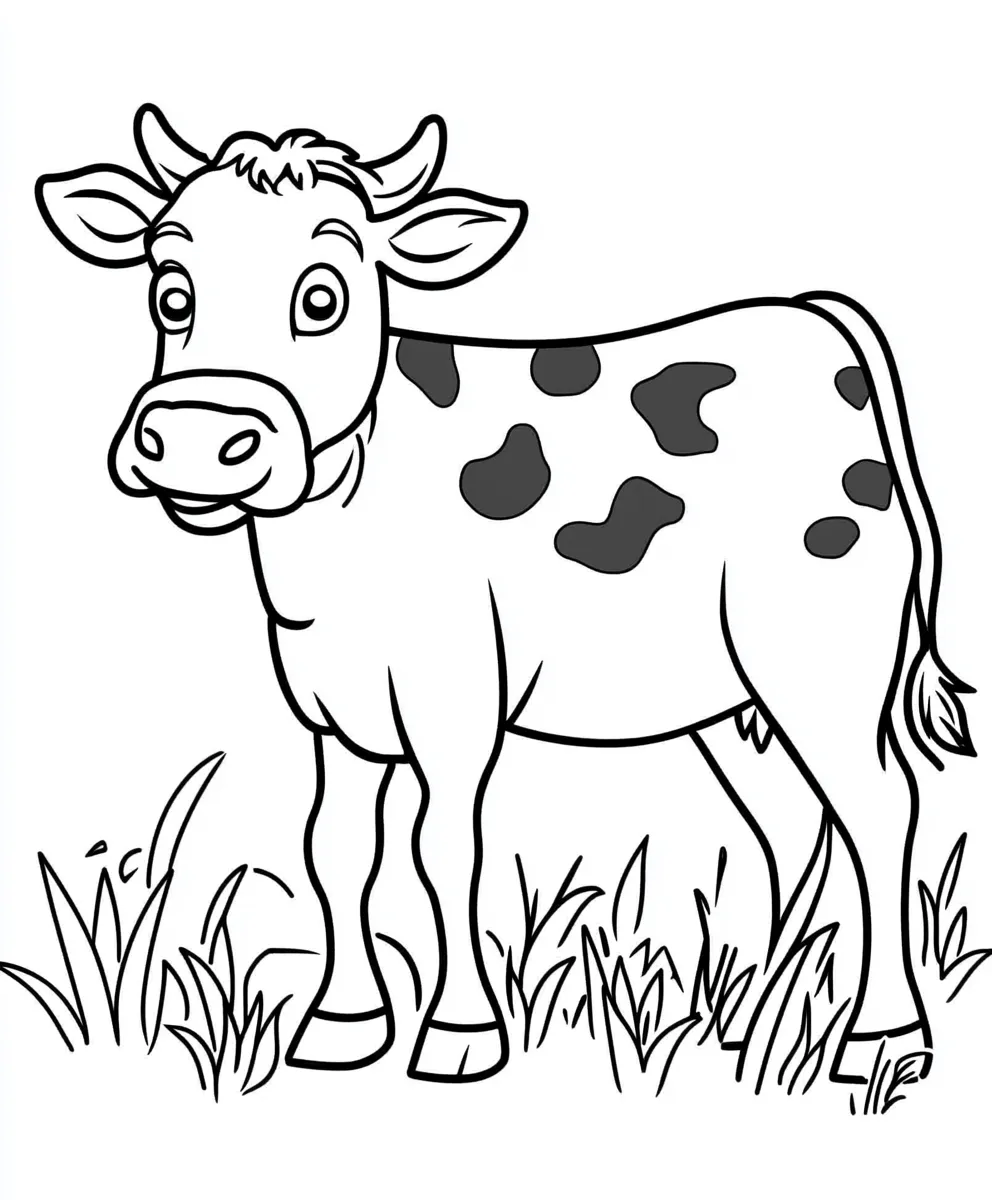 coloriage Vache à imprimer kawaii 1