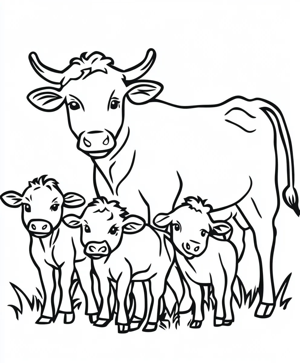 coloriage Vache pour enfant de 4 ans