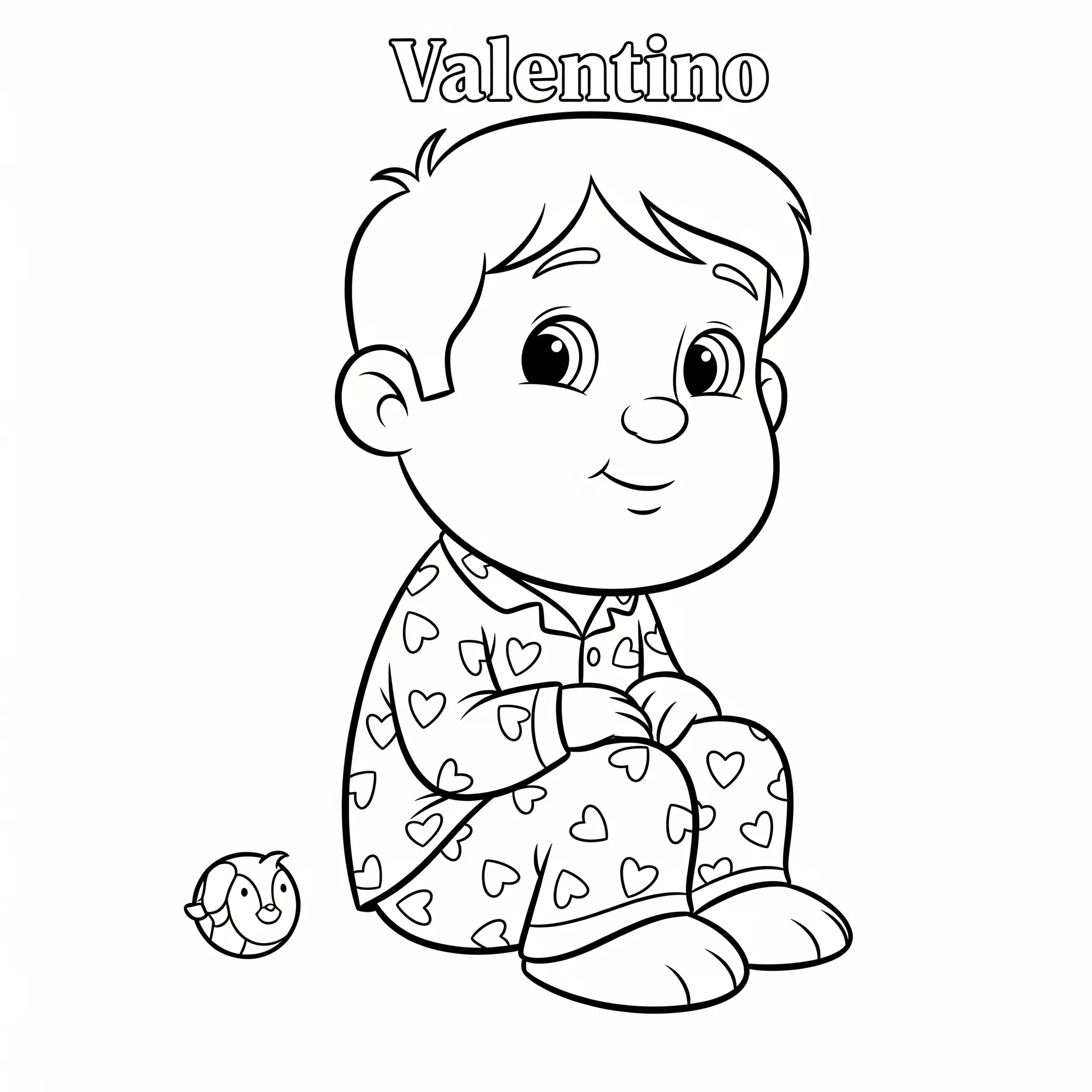 coloriage Valentino et son pyjama pour enfant