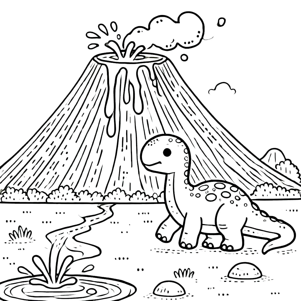 coloriage Volcan pour enfants