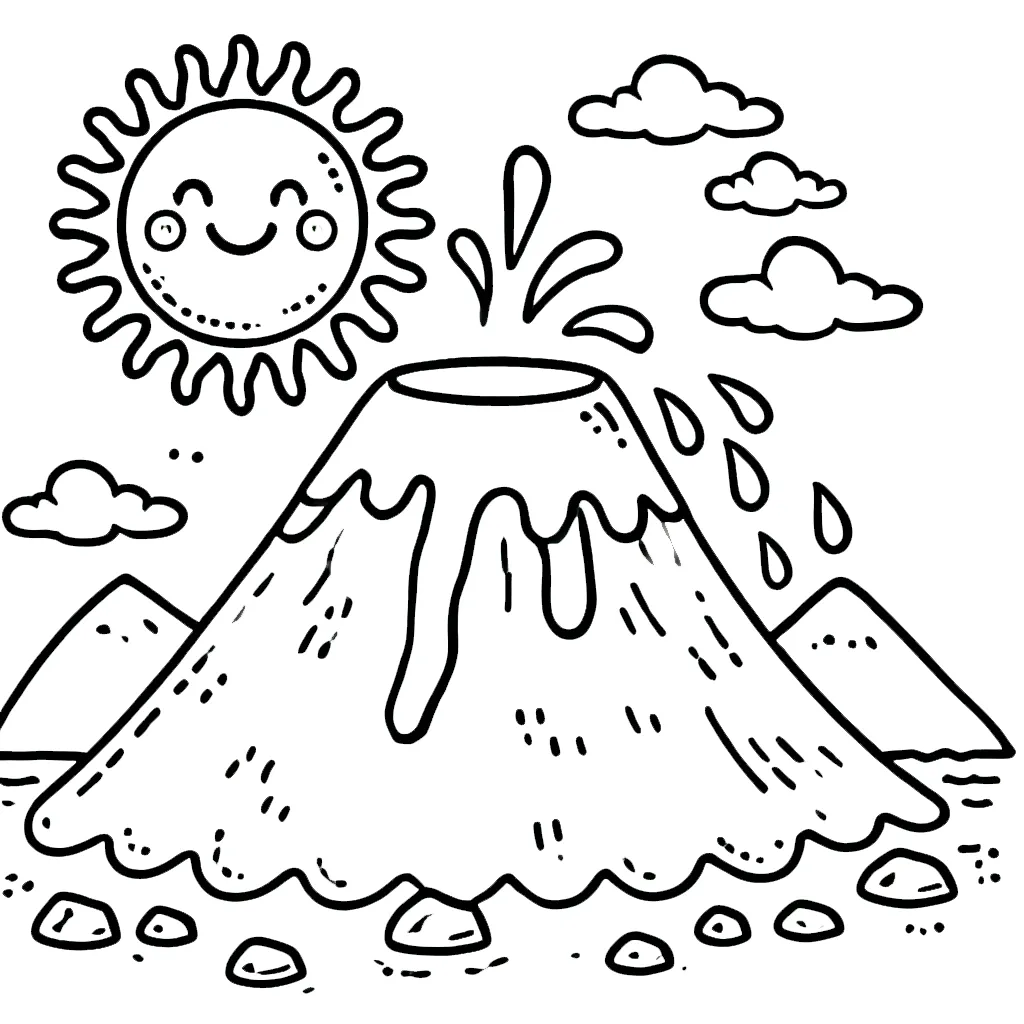 coloriage Volcan à imprimer pour enfants