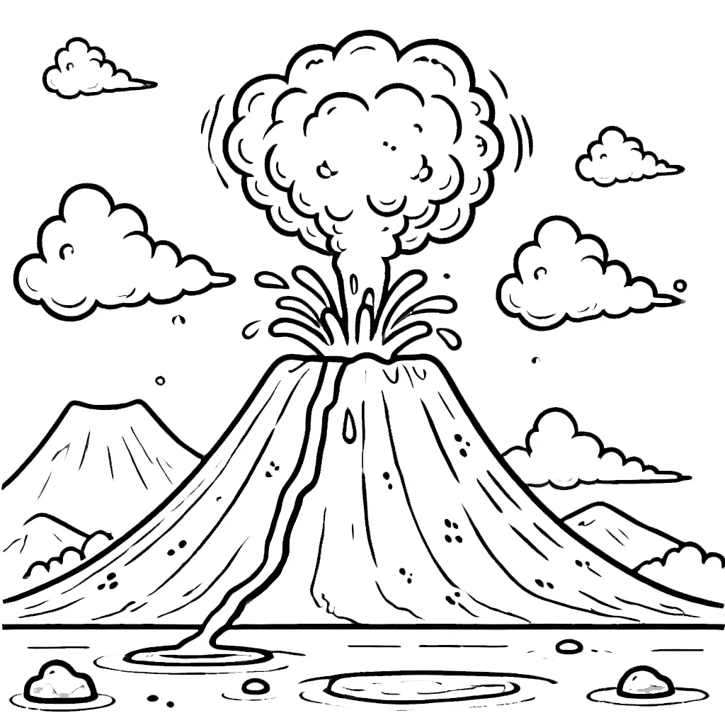 imprimer coloriage Volcan gratuit 1