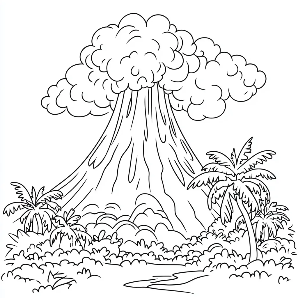 coloriage Volcan pour enfant gratuit