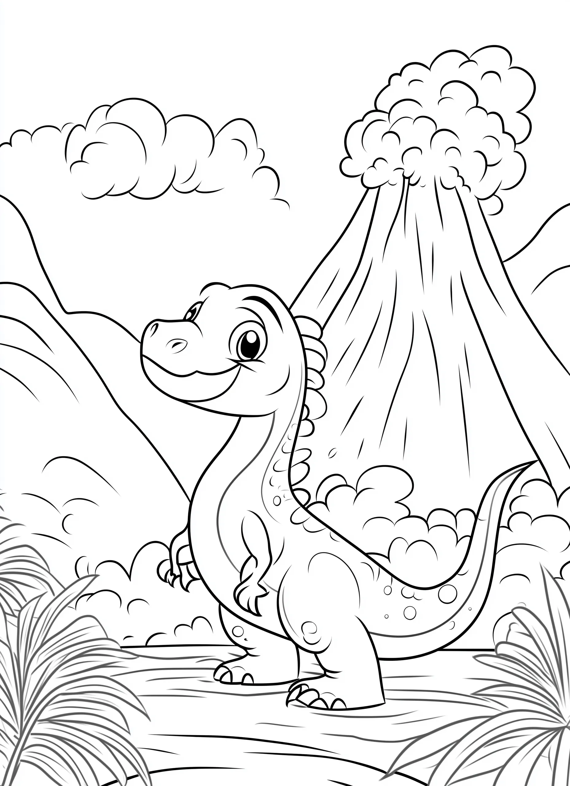 coloriage Volcan et decoupage a imprimer gratuit