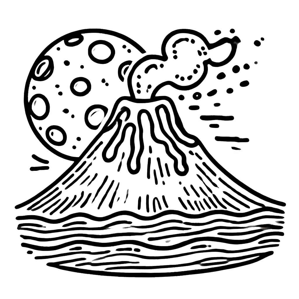 image de coloriage Volcan pour enfant 1