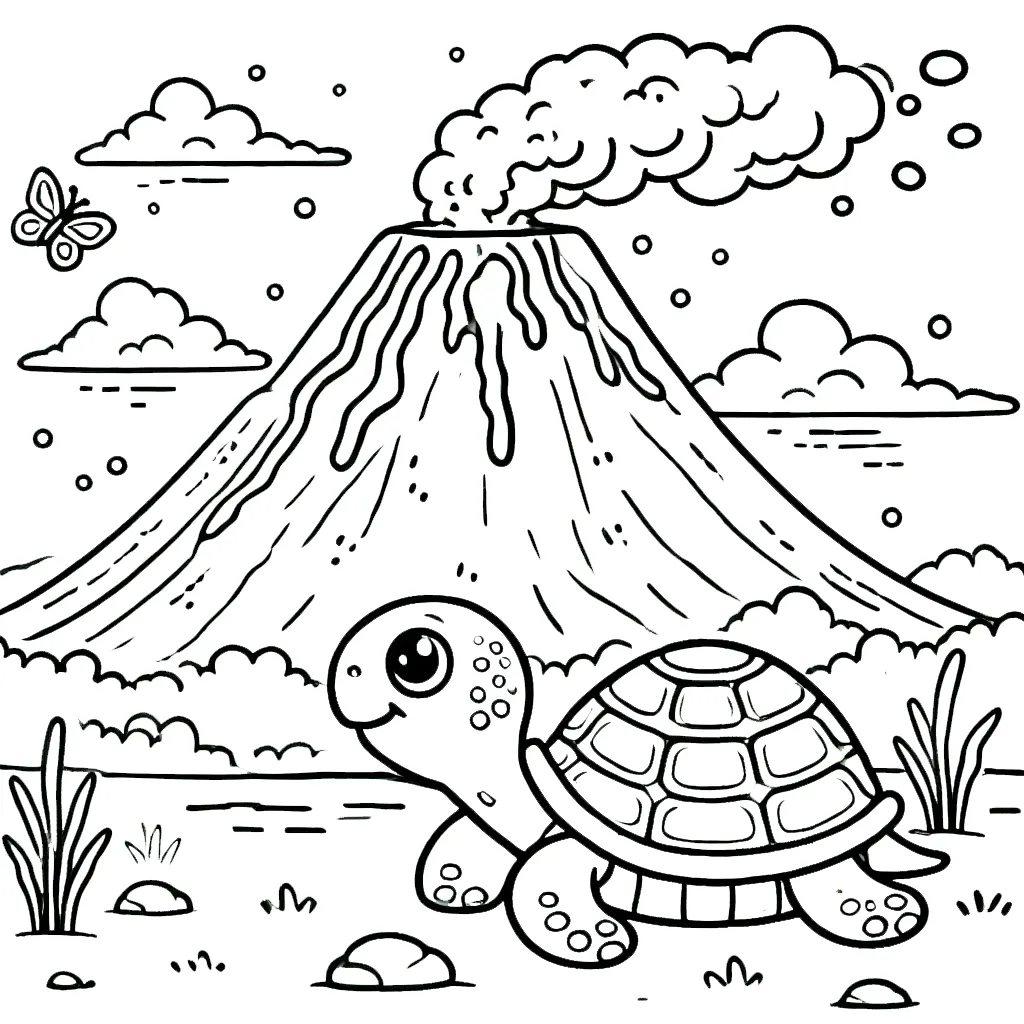 coloriage Volcan pour enfant de 5 ans