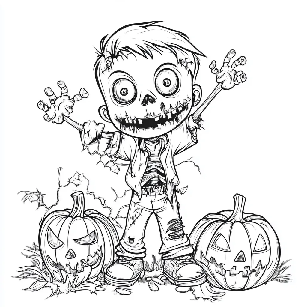 coloriage Zombie à imprimer pour enfant de 4 ans 1