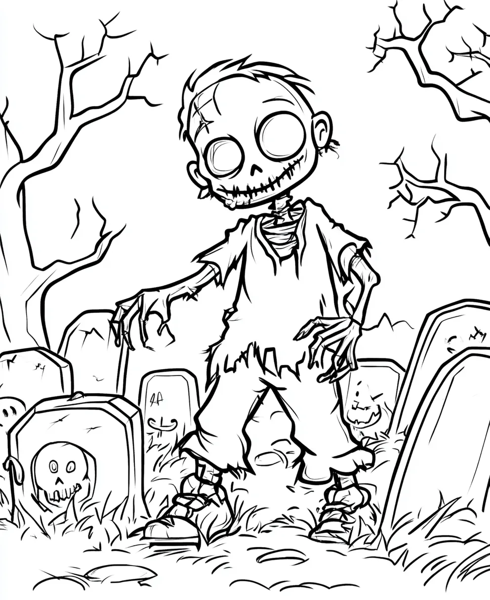 image de coloriage Zombie pour enfant