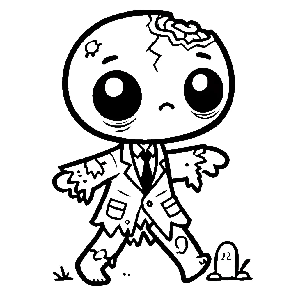 coloriage Zombie à imprimer pour enfant de 4 ans