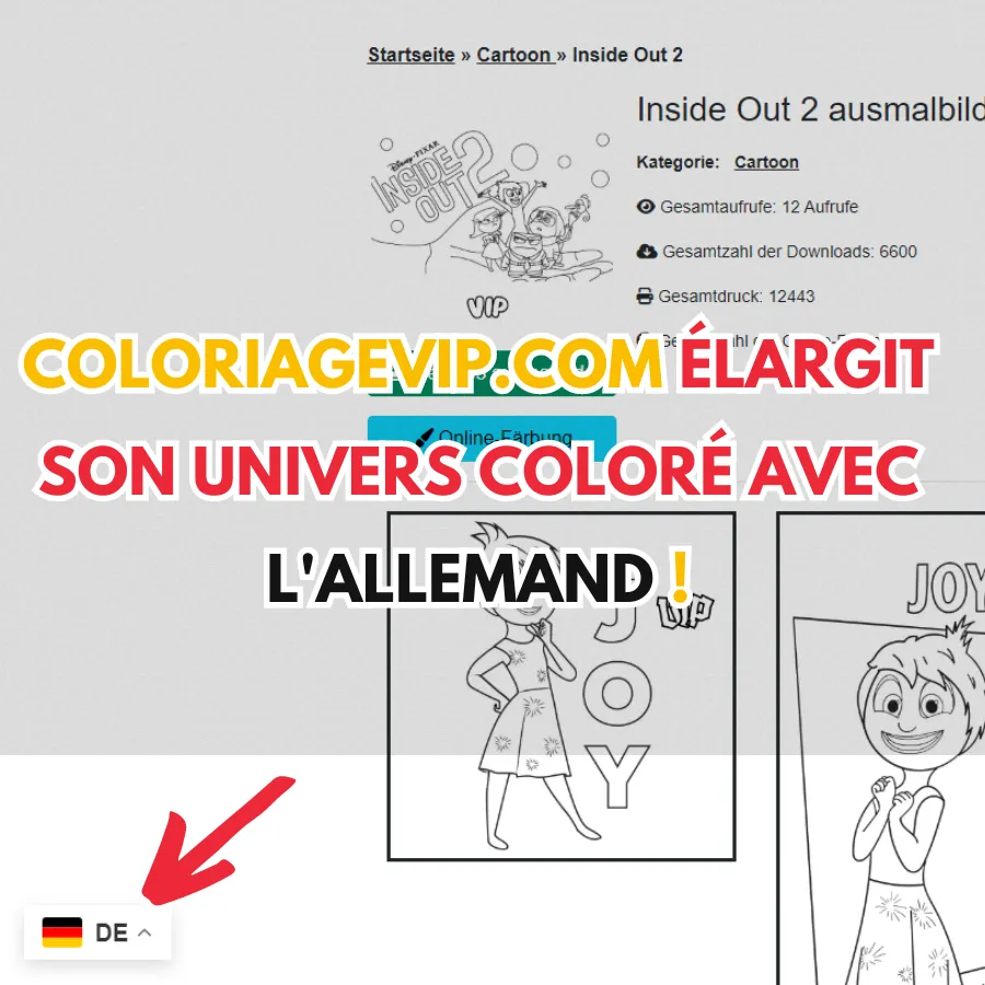 Instructions pour passer au langue allemand sur coloriagevip.com pour enfant