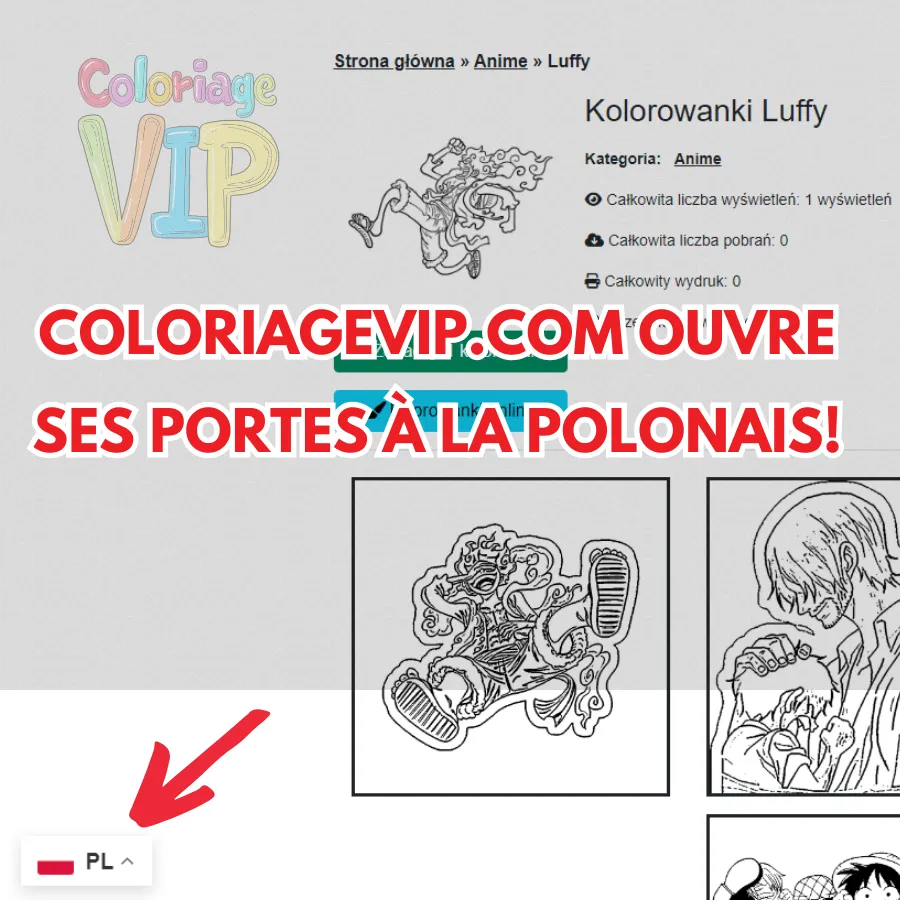 Instructions pour passer au langue polonais sur coloriagevip.com pour enfants